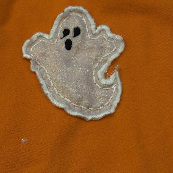 Vintage Michael Simon Top XL Halloween Ghosts Orange Appliqué Double Sided - Picture 6 of 12